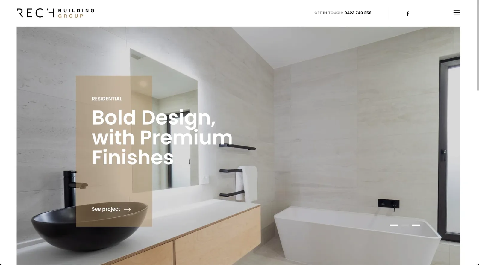 The home page slideshow: Bold Design, with Premium Finishes