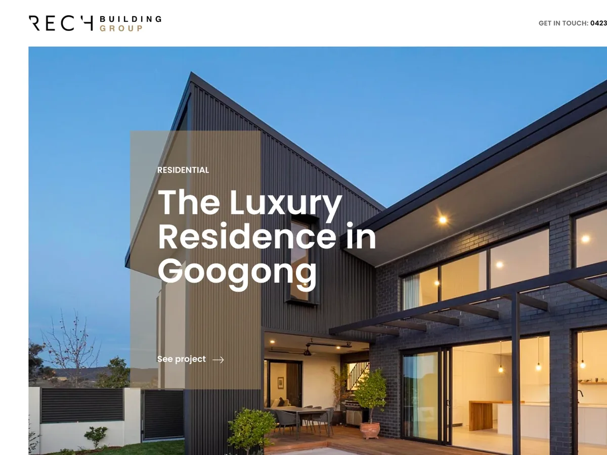 Rech Building Group home page: the Luxury Residence in Googong