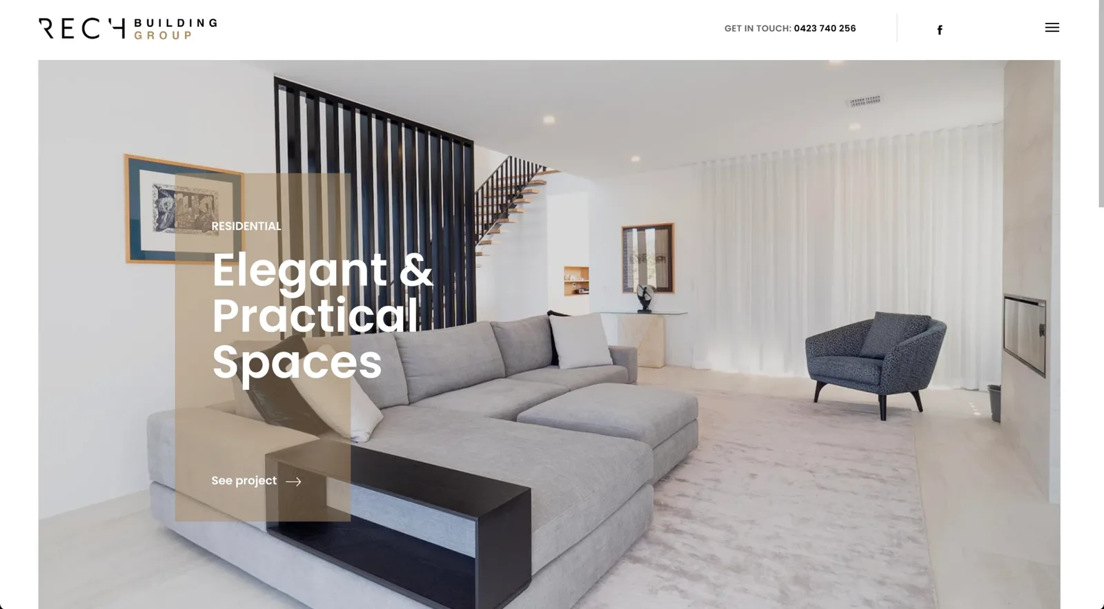 The home page slideshow: Elegant and Practical Spaces