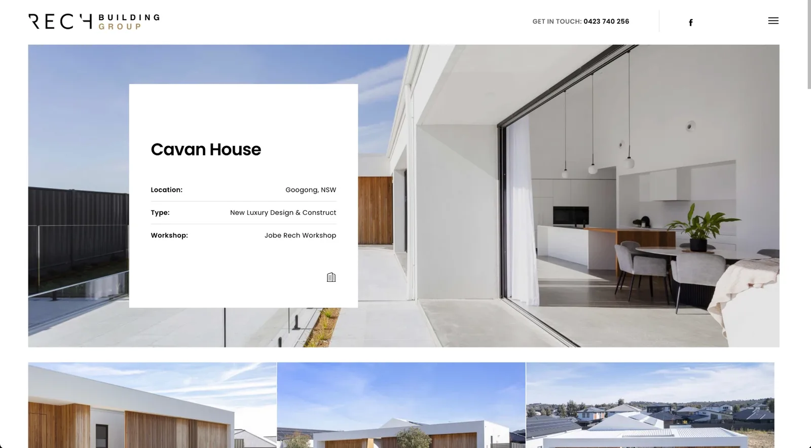A project page: Cavan House, with its location, type and photos